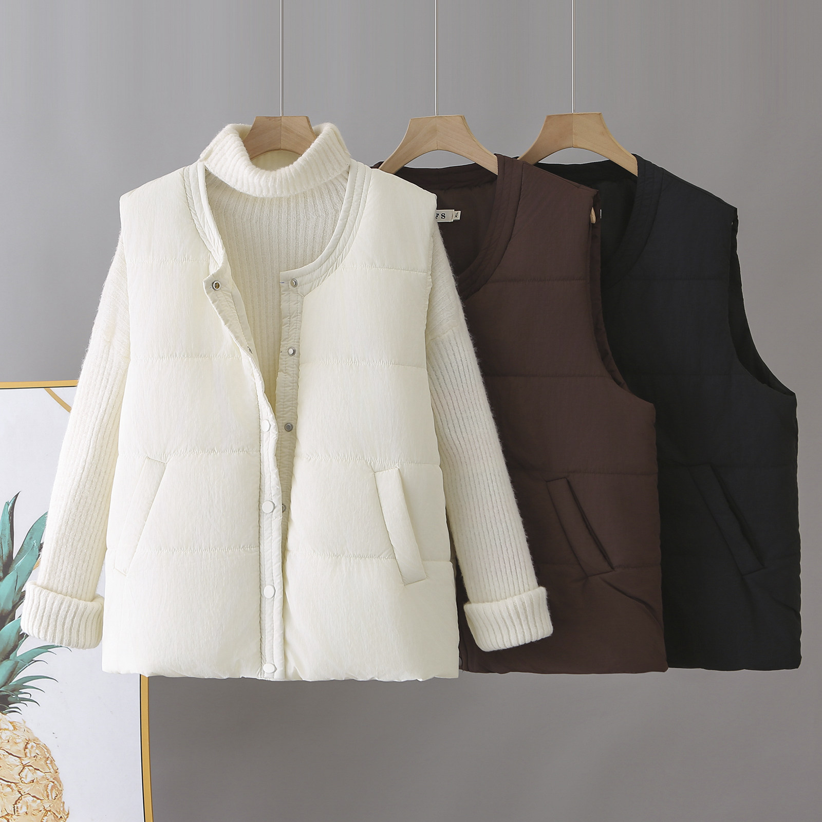 大码女装200斤胖MM外套纯色百搭2025冬季新款加厚显瘦保暖马甲