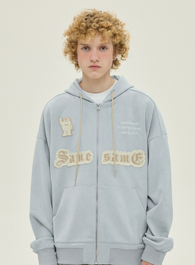 SAMESAME24SS空气层麂皮绒舒软亲肤开衫卫衣男女连帽情侣套头外套