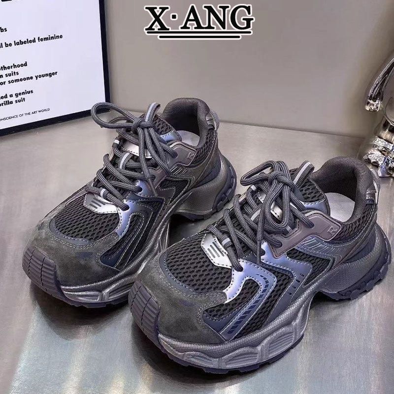 真皮老爹鞋女款2025秋季新款厚底增高女鞋子时尚百搭休闲运动单鞋