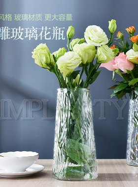 简约透明玻璃花瓶桌面插花水养干花鲜花花瓶ins风高颜值客厅摆件
