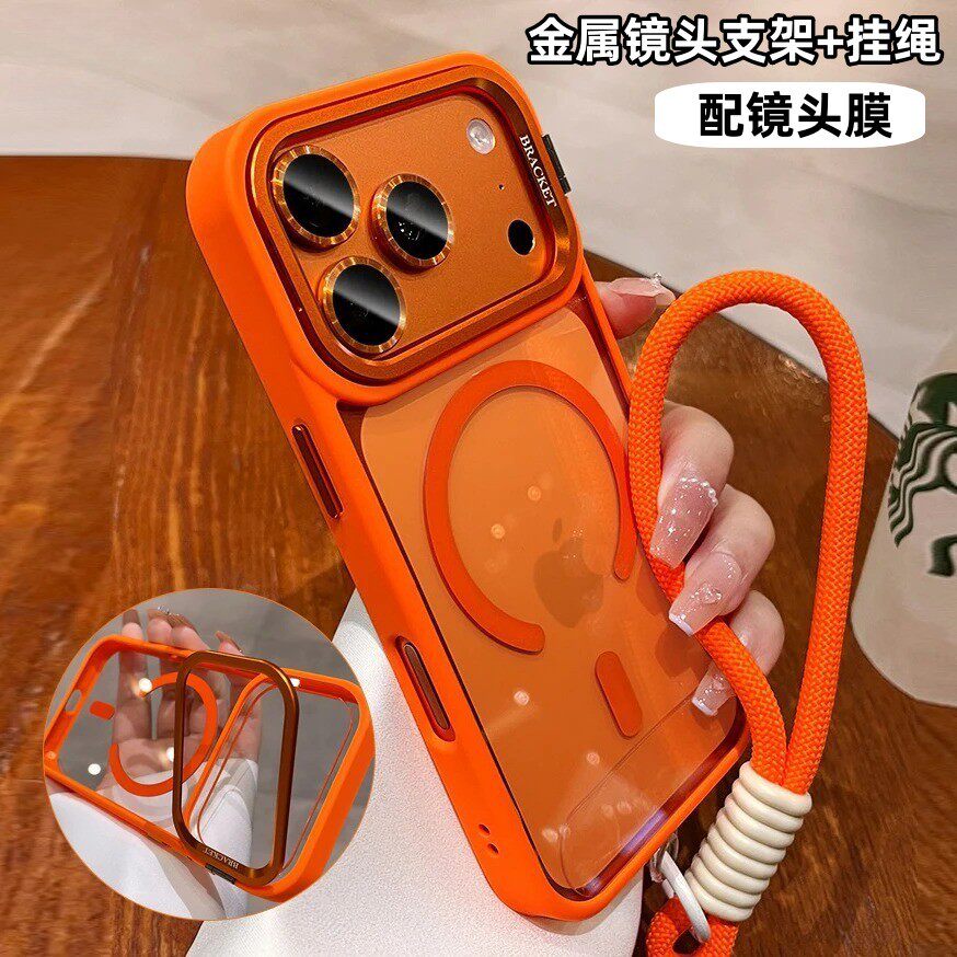 镜头支架手机壳苹果17磁吸iPhone17ProMax保护壳带挂绳亚克力镜头膜防摔17E 17air男女生个性小清新