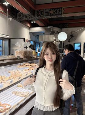 Joeys 品牌原创*双面羊绒秋冬季内搭外穿女装蕾丝长袖上衣女