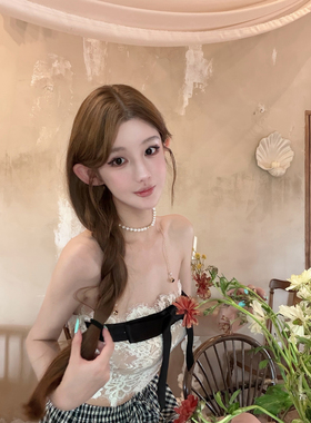 JOEY【蜜糖碎碎冰】推荐 定制立体股线蕾丝蝴蝶结吊带