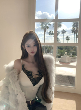 JOEY 珍珠与月光【推荐】带胸棉 法式纯欲蕾丝缎面内搭背心吊带女