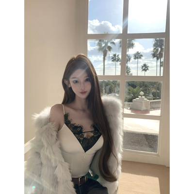 JOEY 珍珠与月光【推荐】带胸棉 法式纯欲蕾丝缎面内搭背心吊带女