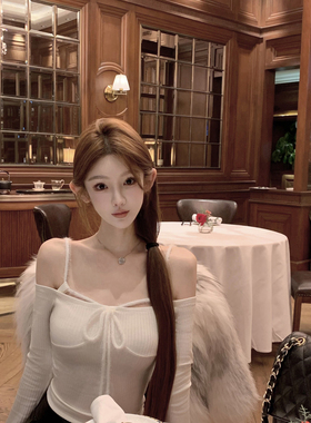 JOEY 12.29 20:00【淡人香气】推荐 水貂毛挂脖一字领打底长袖