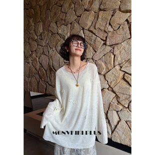 魔女MoNvKiKi「香水百合」微胖大码 2187 松弛慵懒花朵打底上衣