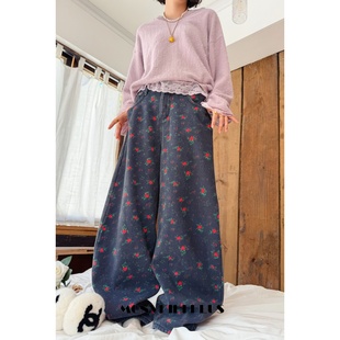 魔女MoNvKiKiPlus「雪柔」大码 B676 微胖休闲宽松阔腿加绒牛仔裤