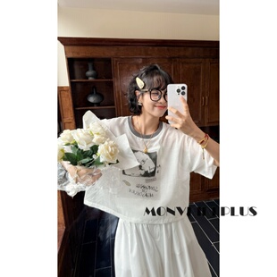 小众休闲宽松T恤 魔女MoNvKiKiPlus 微胖气质夏季 小新 C59 大码