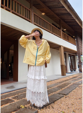 魔女MoNvKiKi「心世界」微胖大码撞色气质休闲连帽长袖外套#2576