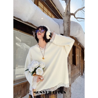 大码微胖加厚毛毛打底针织上衣