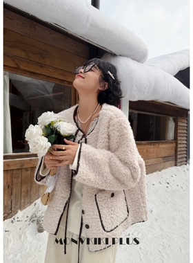 魔女MoNvKiKiPlus【轻雪】大码微胖冬季保暖毛毛外套#F0035