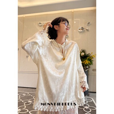 设计感新中式蕾丝花打底上衣