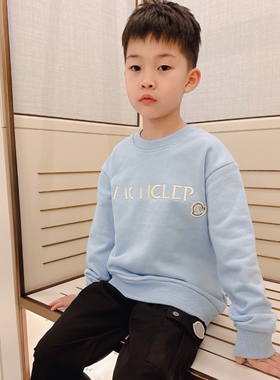 今今家童装男童卫衣秋装儿童长袖t恤2025新款字母刺绣男女孩上衣