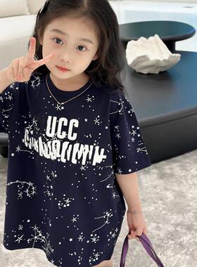 2025夏季新款儿童短袖T恤男女童闪耀繁星圆领上衣潮牌百搭运动装