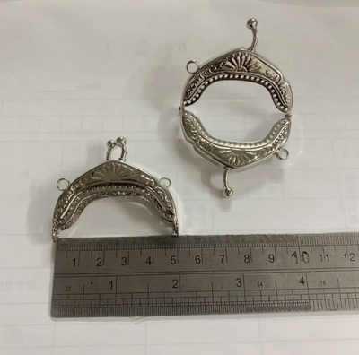 厂家新款 5cm半圆凸花口金弧形压花口金小尺寸钱包铁夹手袋