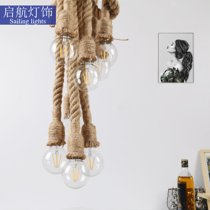 麻绳吊灯led复古怀旧个性酒吧咖啡厅创意现代吧台工业风灯具灯饰