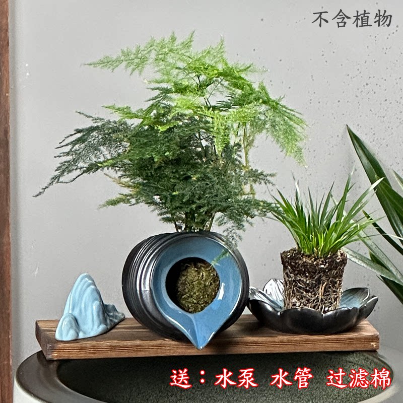 陶瓷罐流水过滤增氧鱼缸配件加湿