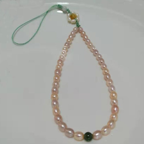 原创天然珍珠手机链挂绳串手工编织小花朵温婉淡雅秀气苏州原产