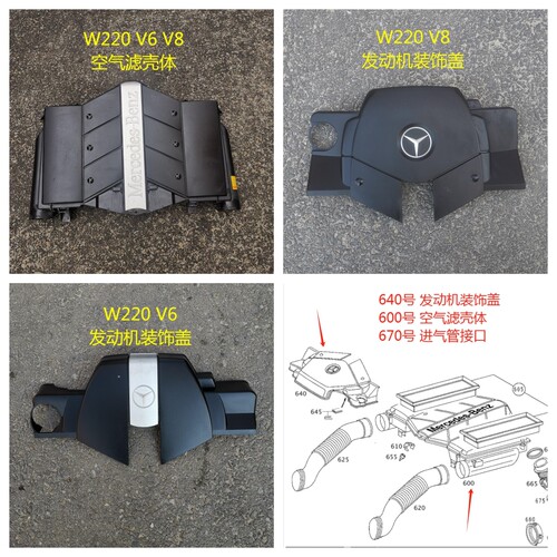 适用奔驰W220发动机S280机舱饰板S320空气滤壳S350空气S500帽子S6