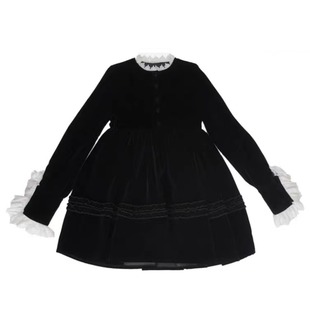 怪诞少女重工花边高腰宽松丝绒连衣裙 古董洋娃娃 现货 明日限定