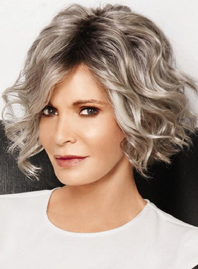 欧美假发女波波头渐变色波浪卷短卷发化纤头套bobo hair wigs