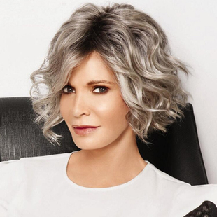 欧美假发女波波头渐变色波浪卷短卷发化纤头套bobo hair wigs