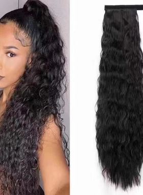 假发隐形魔术贴蓬松玉米烫须马尾辫子Synthetic Magic Ponytails