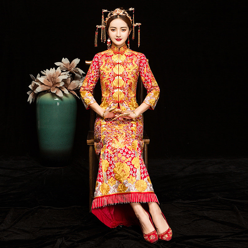 敬酒服绣和结婚礼旗袍金银线大五福龙凤裙褂女中式新娘服长 18-25在类目 女装/女士精品, 婚纱/旗袍/礼服, 旗袍中 - 来自Buy2taobao.com提供专业的淘宝代购服务