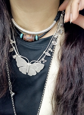 银久银饰时尚百搭蝴蝶流苏项链高级锁骨链(直播间询价）