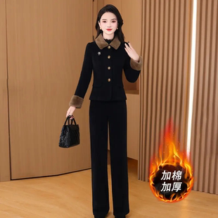 小香风时尚套装女士2025春季新款短款外套+直筒裤气质两件套潮