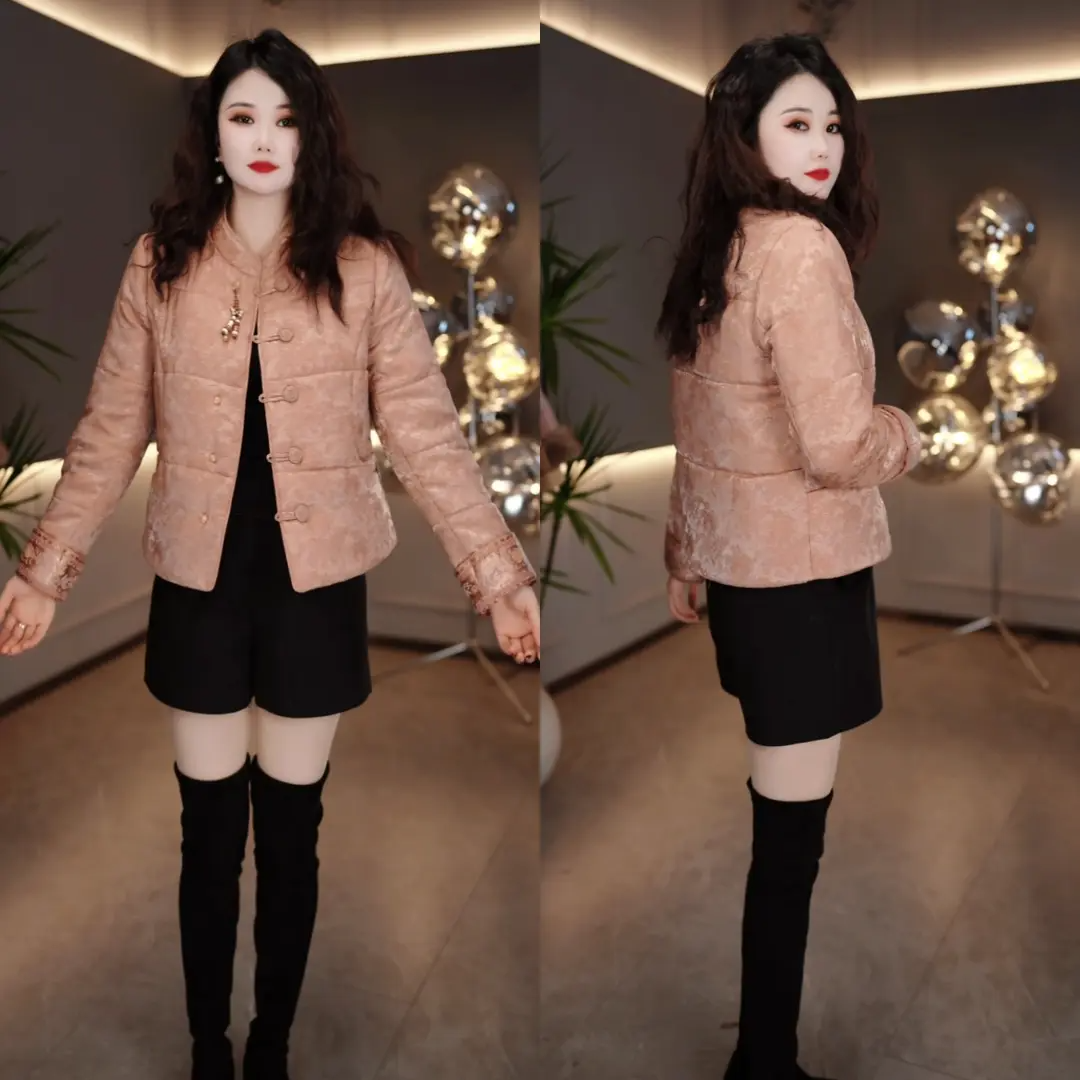 冬季新中式风粉色棉服女士宽松圆领单排扣加厚保暖显瘦棉袄外套,女装/女士精品,棉衣/棉服,淘宝优惠券,粉丝福利购,淘宝优惠卷