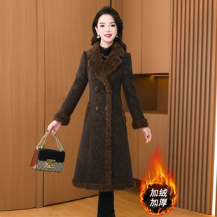 时尚气质优雅端庄毛呢大衣女士冬季加厚加绒修身中长款保暖外套