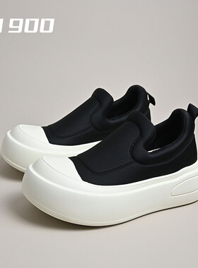 SGIRL TWTW原宿大头懒人鞋2024新款轻软舒适百搭一脚蹬黑色板鞋女