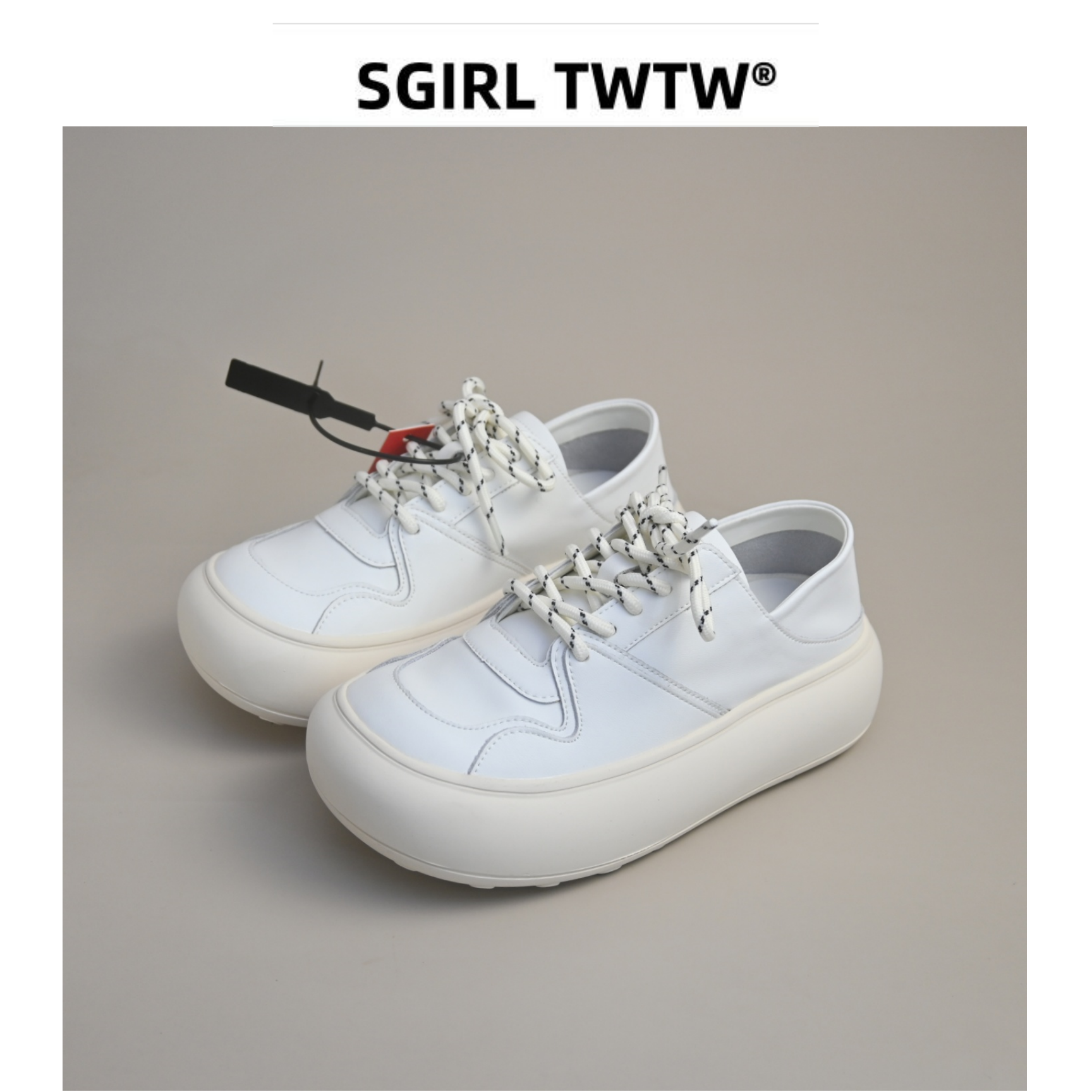 SGIRL 丑萌大头厚底小白鞋女2026新款轻软一脚蹬休闲板踩跟懒人鞋,女鞋,休闲板鞋,淘宝优惠券,粉丝福利购,淘宝优惠卷