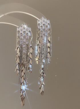 夸张麦穗树叶流苏耳环高级感耳钉复古气质设计感小众耳饰25581