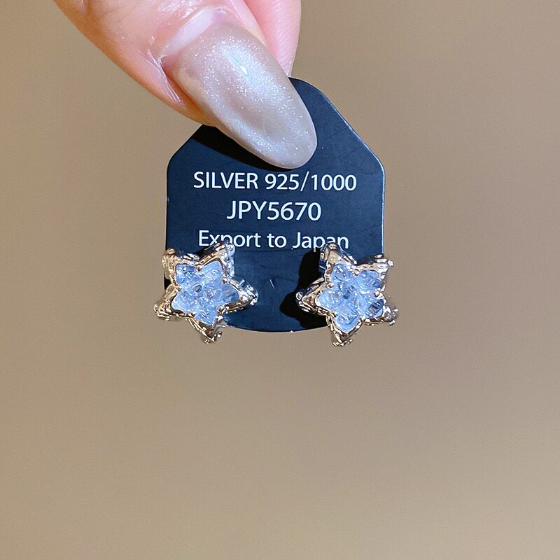 蓝色星星耳钉女新款爆款高级感水晶耳环超好看海边耳饰99