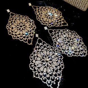 欧美重工镶钻蛛网水滴流苏耳环轻奢高级感耳钉时尚 夸张耳饰女2803