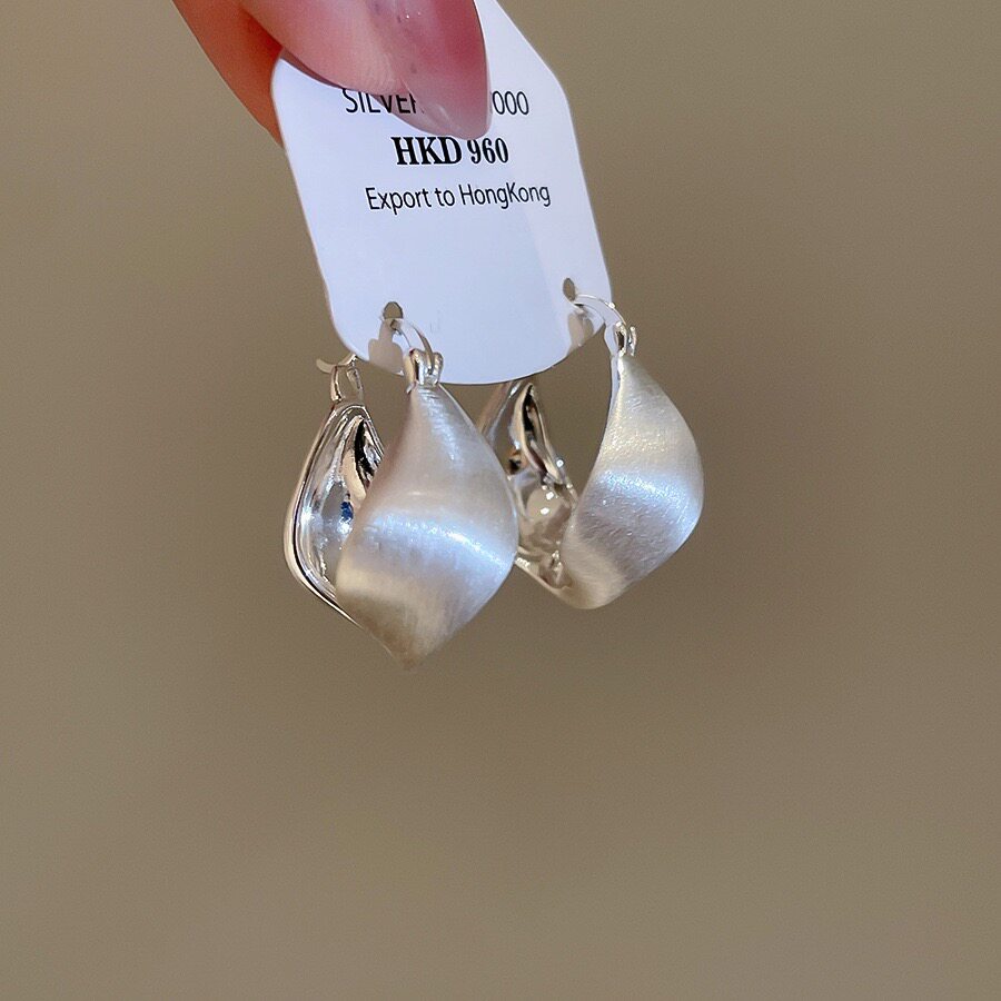 欧美风金色不规则拉丝圆环耳扣耳环简约气质高级感耳饰新款女37