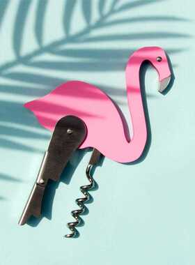 英国SUCK UK 粉色火烈鸟手动开瓶器 多用途创意红酒啤酒便携起子