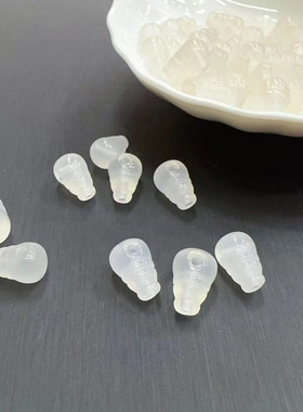 天然白玛瑙一体三通荔枝冻佛头奶白色玛瑙菩提佛珠隔珠配饰