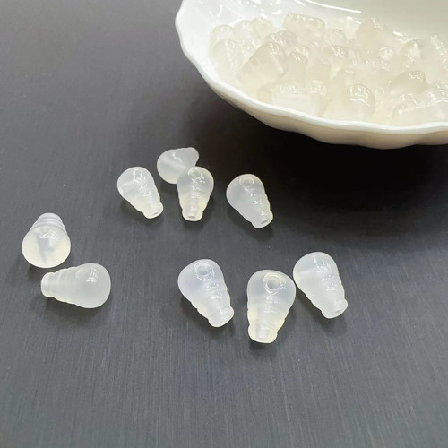 天然白玛瑙一体三通荔枝冻佛头奶白色玛瑙菩提佛珠隔珠配饰