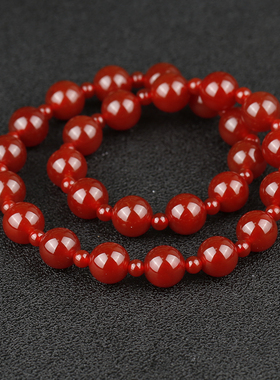 【天然玛瑙 假一罚十】许妍赵露思同款手串红色玛瑙双圈串珠手链