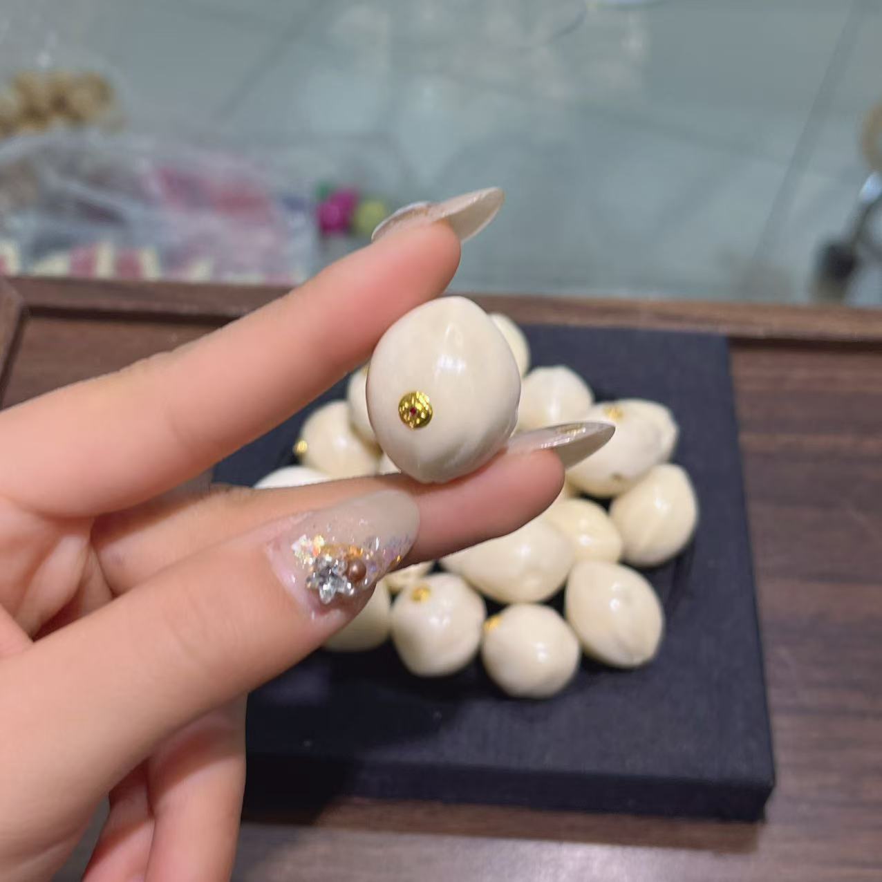 新品象牙果纯铜镶嵌三通diy配件手工编织手绳项链文玩佛珠手串