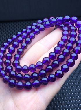 6A级精品乌拉圭紫水晶多圈手链新货女生单圈紫色手串饰品项链