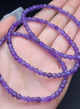 天然紫水晶小方糖切面手链女刻面闪亮紫色手串饰品民族风礼物