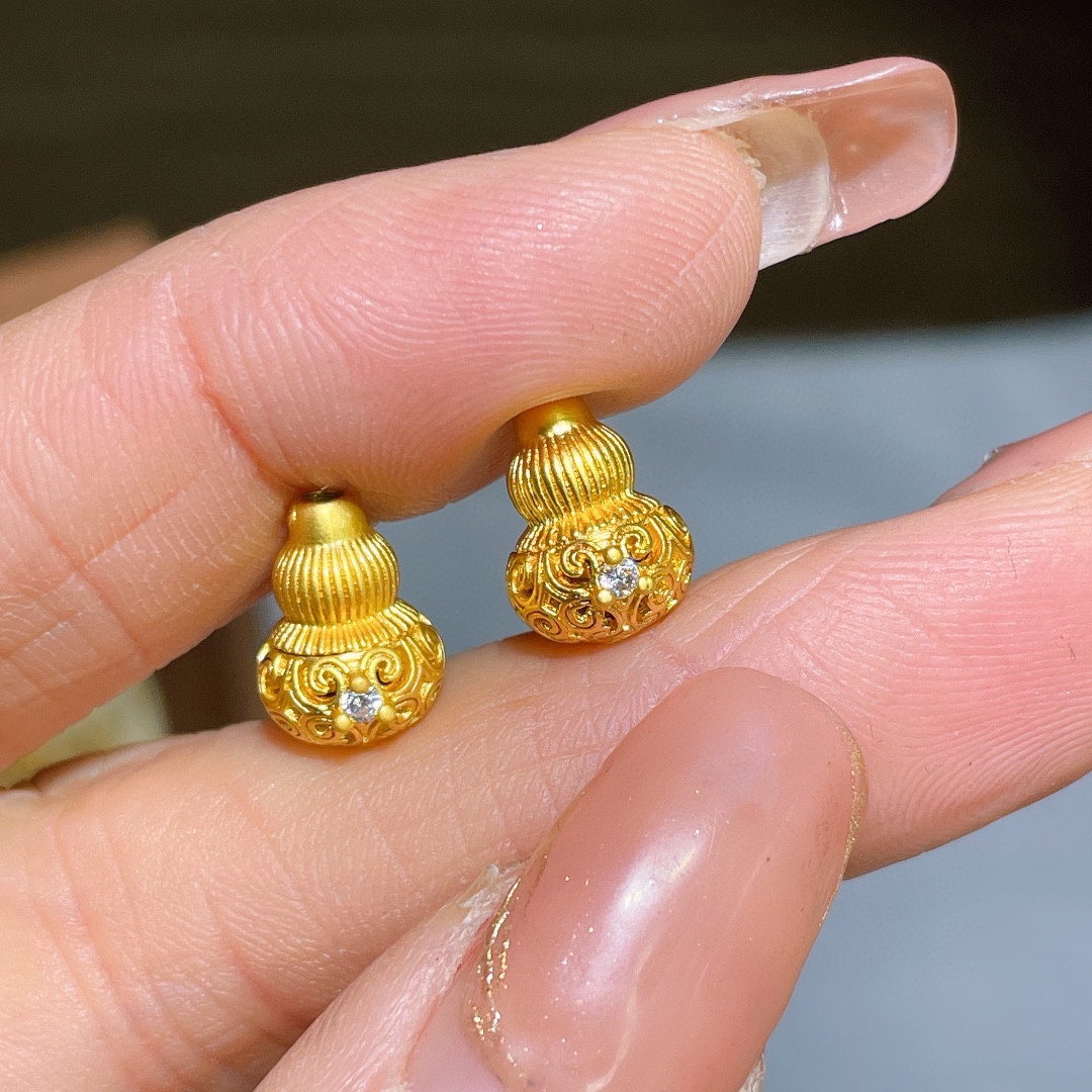 沙金镂空小葫芦女生diy手工编织手链项链隔珠饰品精美吊坠佛珠