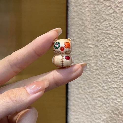 新品鹿角根付怪兽布偶熊配饰diy手工编织手链饰品项链佛珠文玩