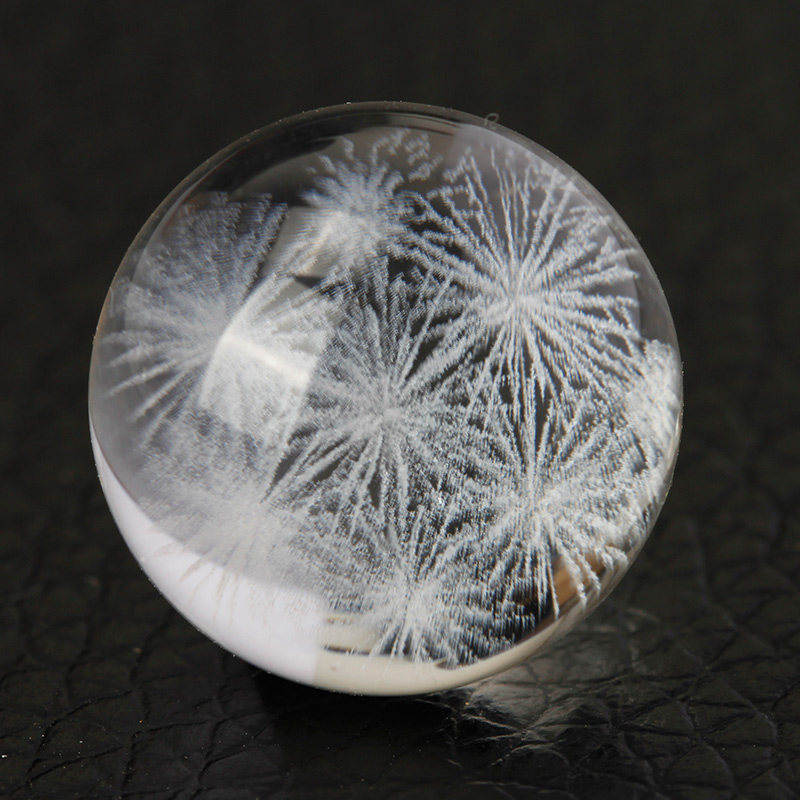 精选无孔天然白水晶白幽灵雪花单颗圆珠散珠子吊坠diy水晶手链串