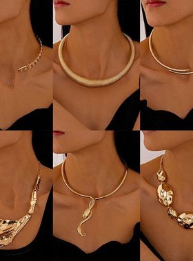 欧美跨境金属风几何项链